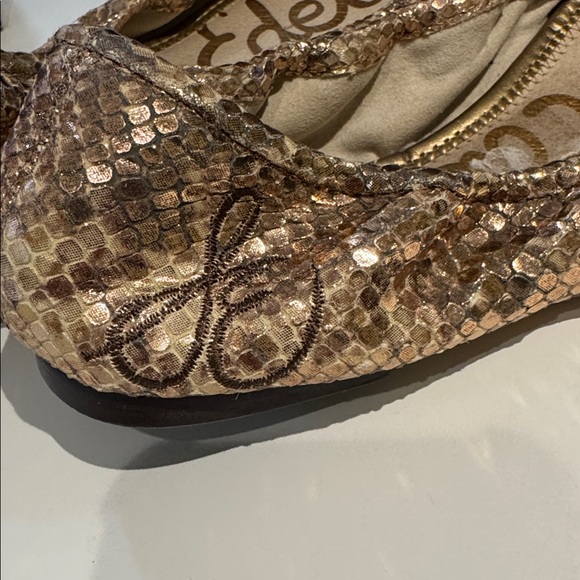 Sam Edelman gold Metallic Snake Print Ballet Flats - Picture 8 of 11